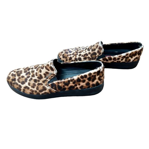 Prada Leopard Calf Hair Slip-on Sneakers sz(8)- RARE FIND - Picture 3 of 7